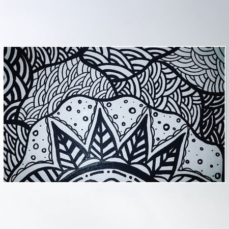 Black And White Zentangle Nature Poster Wall Art, Modern Wall Decor For Living Room Bedroom, 8x12 UNFRAMED