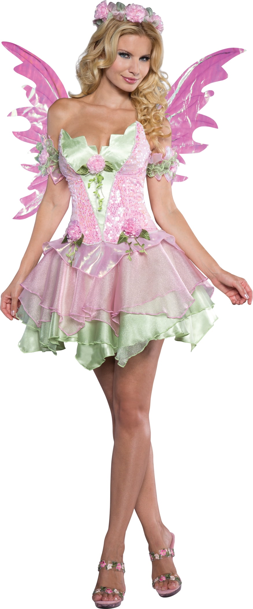 Women's Adult Fairy Dress Costume Pink Fantasy