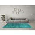 thumbnail image 3 of Ahgly Company Machine Washable Indoor Rectangle Oriental Turquoise Blue Industrial Area Rugs, 2' x 3', 3 of 4