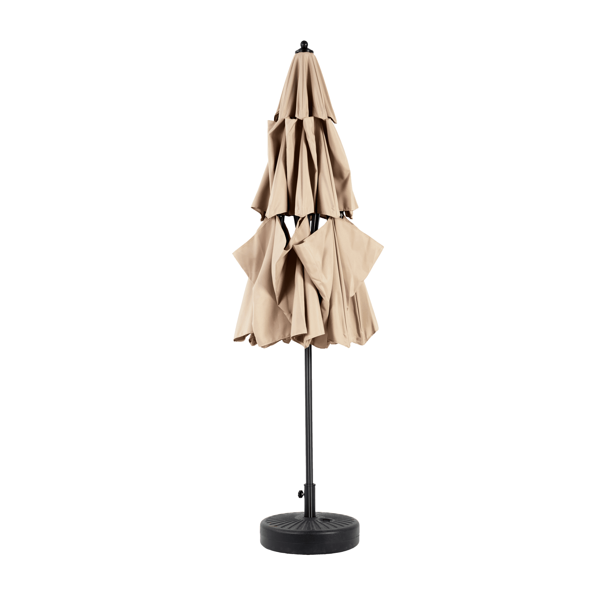 Leumius 10ft Outdoor Patio Umbrellas for Outside,3 Tier Auto-tilt Vented Market Table Umbrella for Backyard, Deck, Garden,Khaki(Base Not Included)