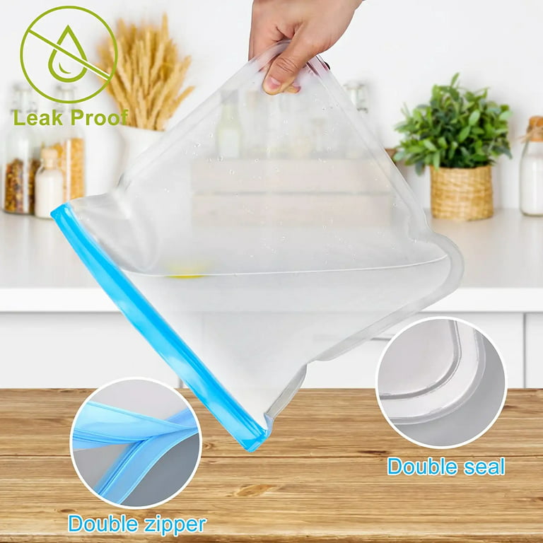 Reusable Silicone Storage Bags, BPA Free 3 PCS Food Storage Bags, Leakproof  Gallon Freezer Bags for Sandwich, Snack, Travel Items, Silicone Food