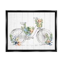 Stupell Industries Floral Country Bicycle Transportation Painting Black Floater Framed Canvas Art Print Wall Art, 31 x 25