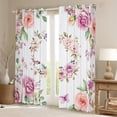 thumbnail image 2 of Manfei Retro Rustic Flower Black Out Curtains,Countryside Floral Butterfly Curtains Pack of 2 (42x63 Each),Pink White Bedroom Curtains For Girls,Super Cozy Room Decor, 2 of 6