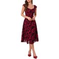 thumbnail image 2 of INSPIRE CHIC Women's Mesh Dresses Gothic Vintage Sweetheart Neck Sleeveless Ruffles Floral Jacquard A-Line Dress 2XL Burgundy, 2 of 6