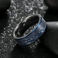 thumbnail image 4 of Tioneer Tungsten Carbide Band w/ Flowing River Damascus Design 8mm Ring in Black or Blue, 4 of 5