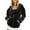 Black, variant on Ladies Plain Zip Up Hoodie Velvet Womens Fleece Hooded Top Long Sleeves Front Pockets Soft Stretchable Comfortable Sweatshirts Brown XL