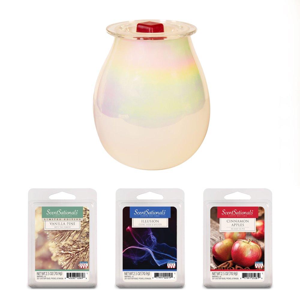 ScentSationals 4 Piece Wax Warmer & Scented Wax Gift Set, Iridescent