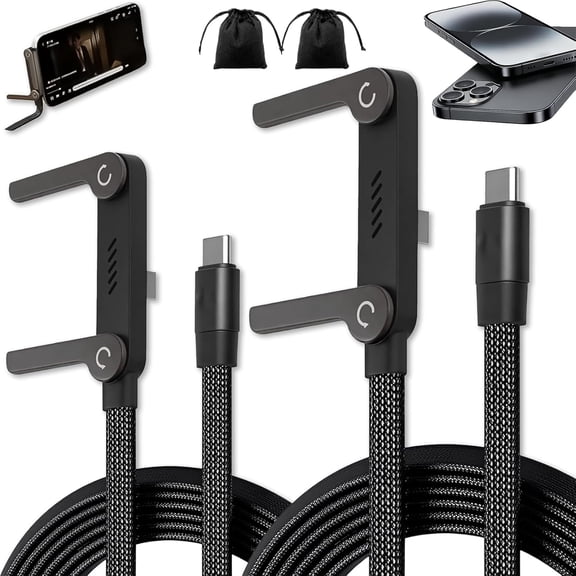 Yippzo 2-in-1 Invisible Holder Charger Cable, 240W Portable Fast Charging Cord with Built-in Phone Stand, General Multi Charging Cable with Type-C, for Smartphones Tablets