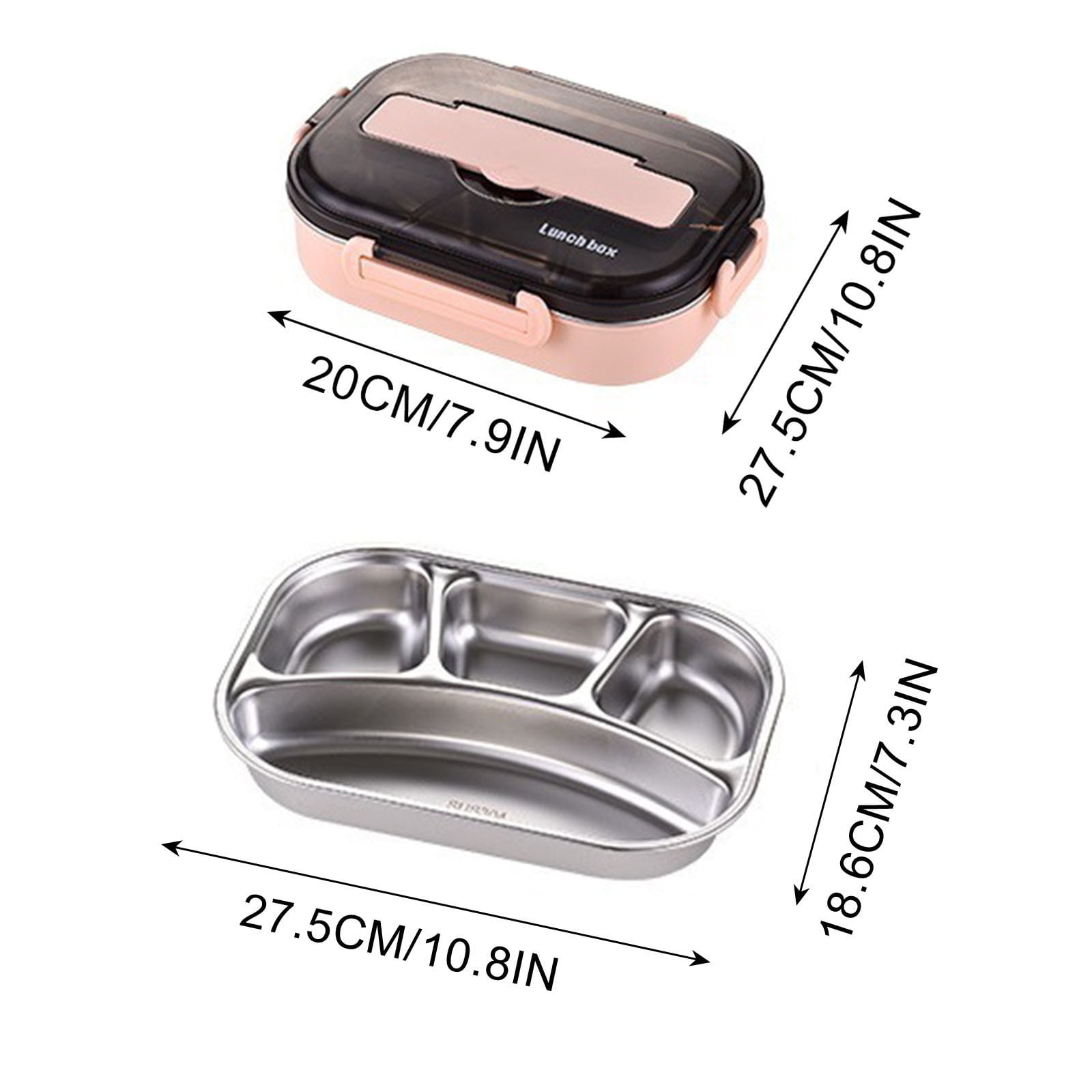 Bento Stainless Steel Lunch Box with Insulation Bag, 4 Cells Portable Thermal Bento Box Lunch Bag for Outdoor, Picnic, Office