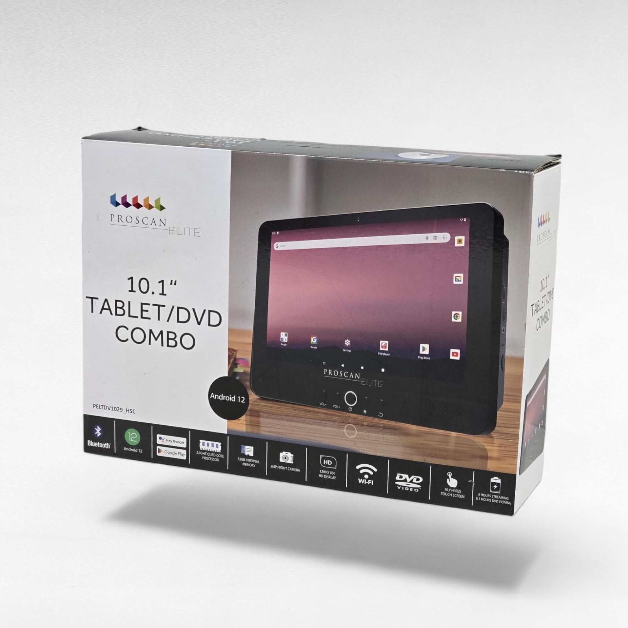 Restored Proscan Elite 10.1" Quad Core Tablet Portable DVD Combo 2GB/32GB Storage Android 11 PELTDV1029 (Refurbished)