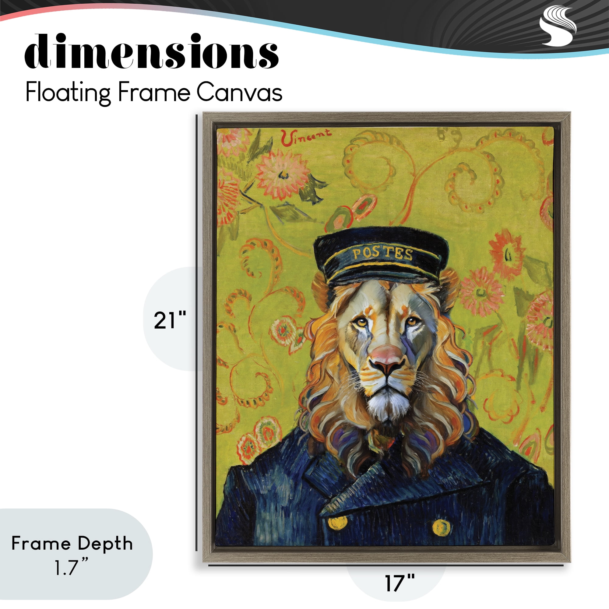 Stupell Industries French Lion Postmaster Brown Framed Floater Canvas Wall Art, design by Grotto Studios
