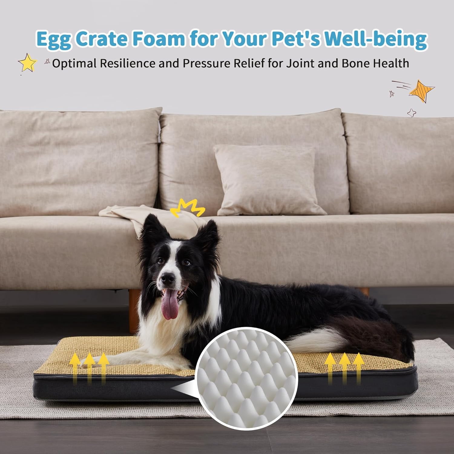Large 2-in-1 Pet Bed with Removable Waterproof Washable Covers, Gray