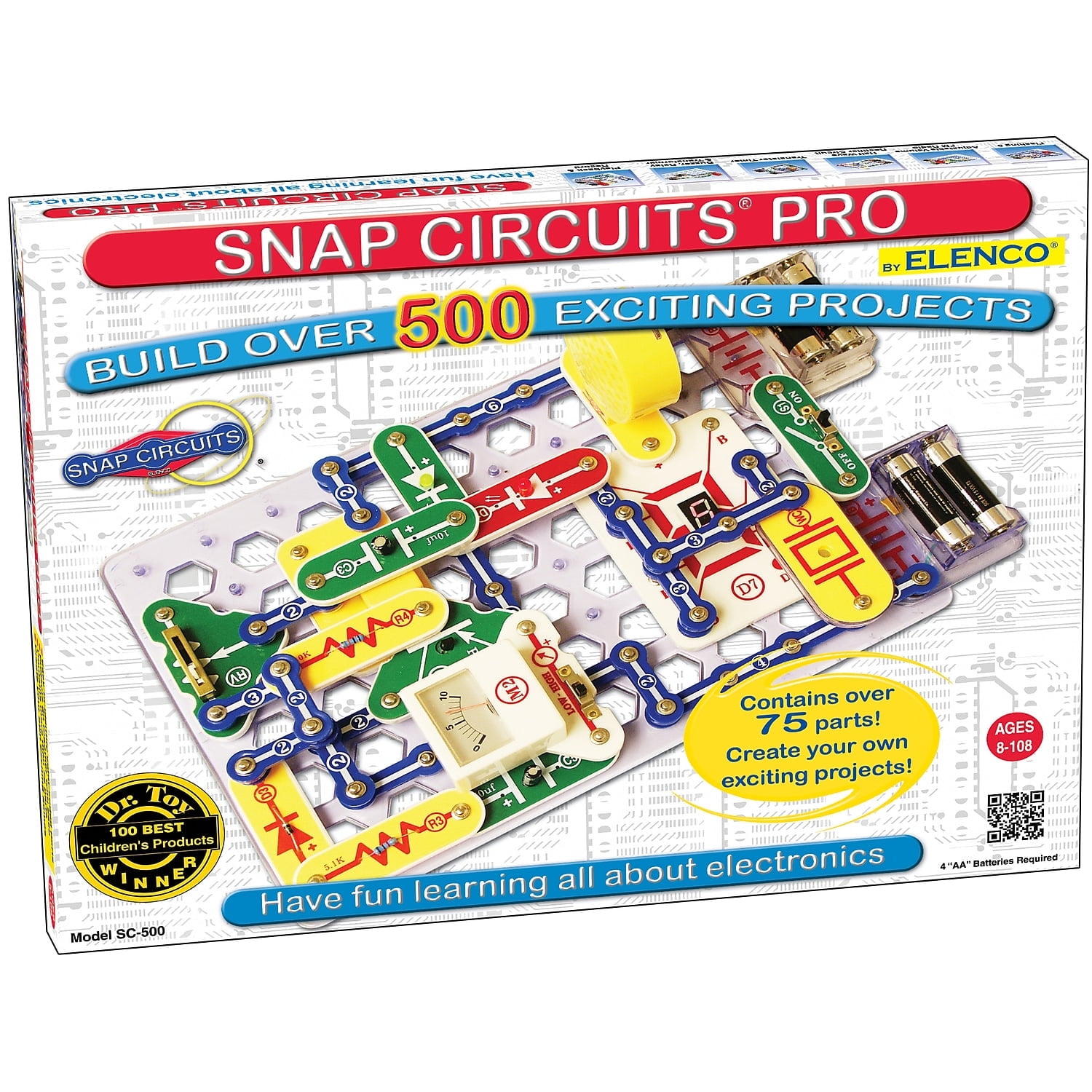 Snap Circuits Pro SC-500 Electronics Exploration Kit | Over 500 Projects | Full Color Project Manual | 75 + Snap Circuits Parts | STEM Educational Toy for Kids 8 +