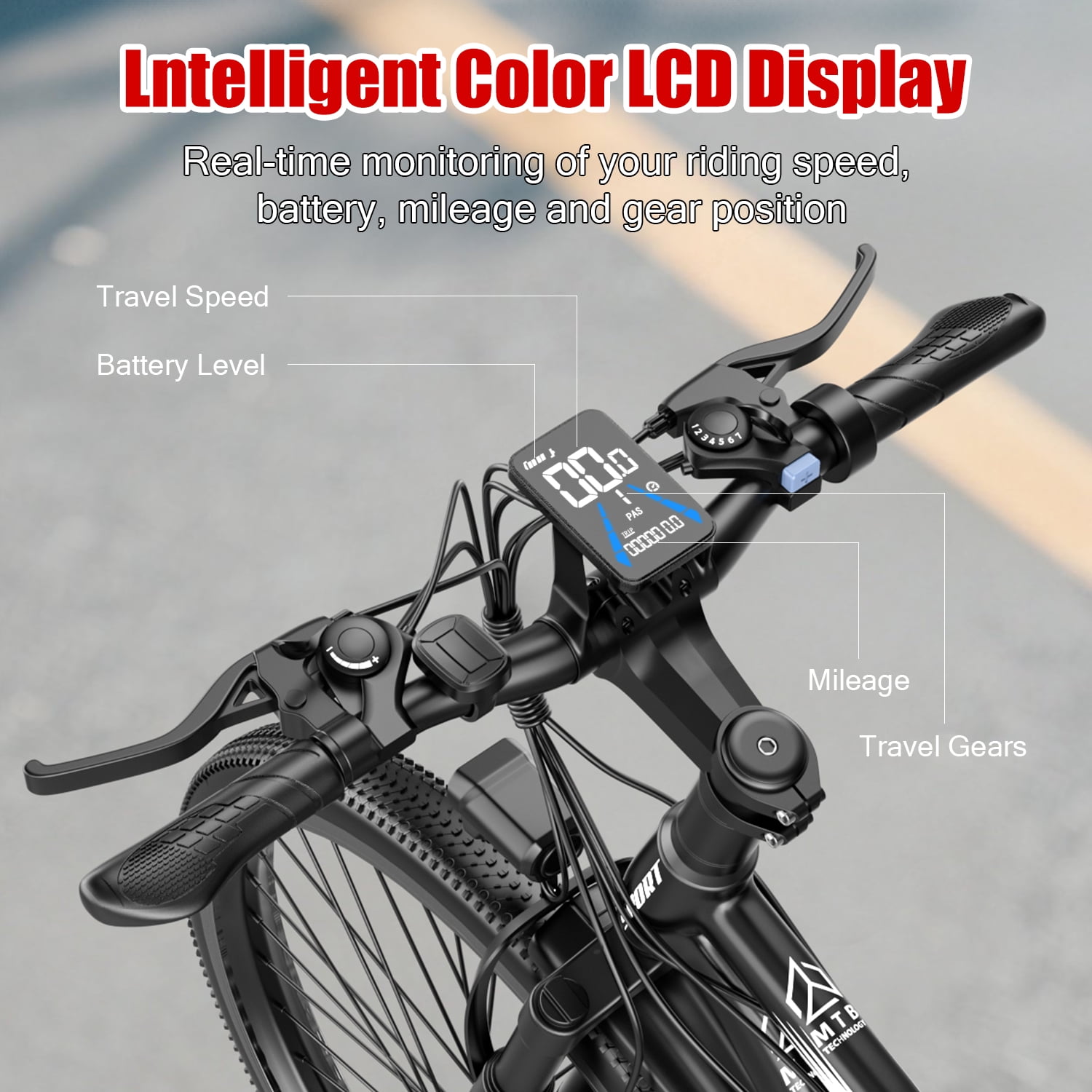 26" Electric Bike for Adults with Peak 750W Brushless Motor, 35Miles 22MPH Commuting Electric Mountain Bike with 360Wh Removable Battery, 7-Speed, Front Fork Suspension