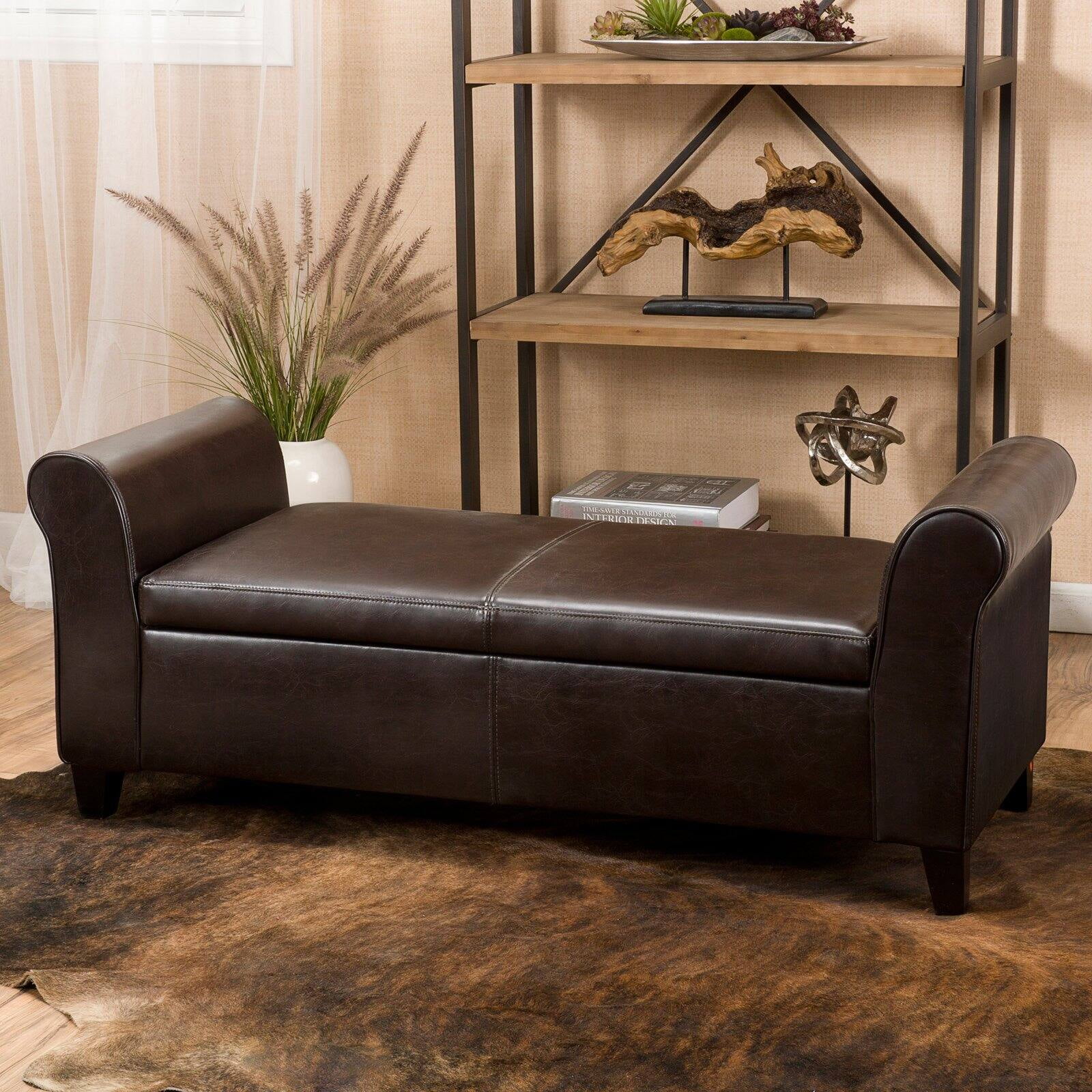 Martin Faux Leather Bedroom Bench With, Leather Storage Bench Bedroom