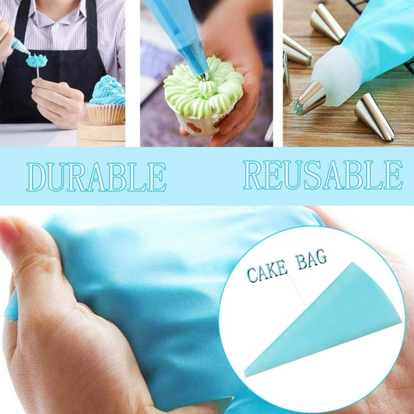 TIMIFIS Cookie Piping Reusable Icing Piping Bags Kit Supplies Set of 14Pcs with Couplers & Tips Kitchen Gadgets