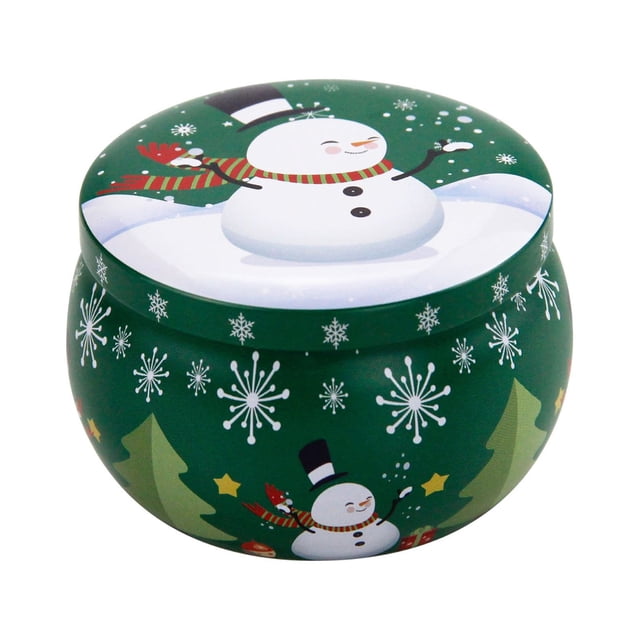 1 Pcs Boîtes à Biscuits de Noël en Fer-Blanc Rétro Boîtes de Rangement pour Bougies Bocaux Ronds pour Bougies DIY, Stockage à Sec, Épices, Thé, Bonbons, Plus de 110 Heures