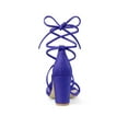 thumbnail image 2 of BLISSFUL STEP Mother's Day Women's Shoes Open Toe Lace Up Block Heel Strappy Heels Dark Blue 11, 2 of 7