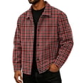 thumbnail image 3 of gzxflxpge Men's Corduroy Jacket Causal Regular Fit Snap Button Plaid Coat Vintage Long Sleeve Lapel Collared Fall Winter Outerwear with Pockets Red 2XL, 3 of 9
