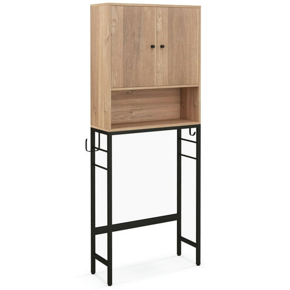 Resenkos Over The Toilet Storage Cabinet with 2 Doors and Adjustable Shelf-Natural, Bathroom Cabinets for Entryway Storage, Home Office Furniture