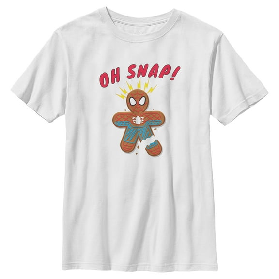 Boy's Marvel Christmas Spider-Man Snap Gingerbread Cookie  Graphic Tee White X Large