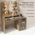 thumbnail image 6 of Homall Makeup Vanity Desk with LED Lights, Mirror & Power Outlet, Dressing Table with 4 Shelves and 5 Drawers, Vanity Set & Nightstand for Bedroom, Gray, 6 of 8