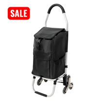 Tcbosik Shopping Stair Trolley for Groceries with Wheels and Removable Bag, Foldable Dolly Cart, Black