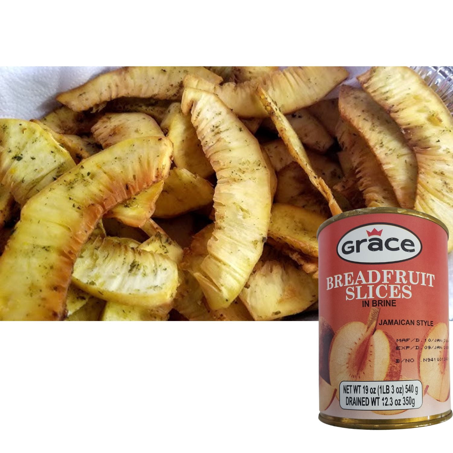 Canned Breadfruit Slices in Brine - (2 pack x 475g each) .. Naturally Nutritious