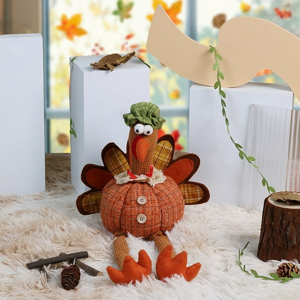 FAROOT Thanksgiving Turkey Doll Decoration with Dangling Legs Plush Stuffed Turkeys Halloween Home Table Decorations Walmart
