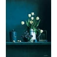 thumbnail image 2 of Harris, Michael 20x24 Black Ornate Wood Framed with Double Matting Museum Art Print Titled - Stillife in blue with tulips, 2 of 4
