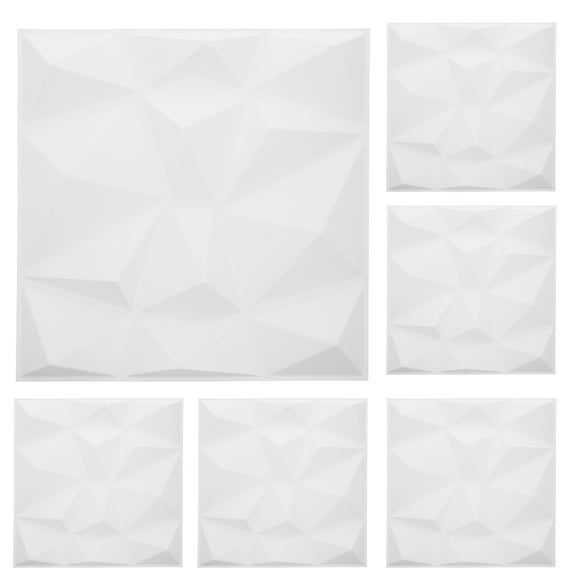 KAKOWELY interior wall decor 6pcs White PVC Wall Panels Textured 3D Wall Panels Living Room Accent Wall Peel and Stick Wall Decor for Home Office Hotel Bedroom