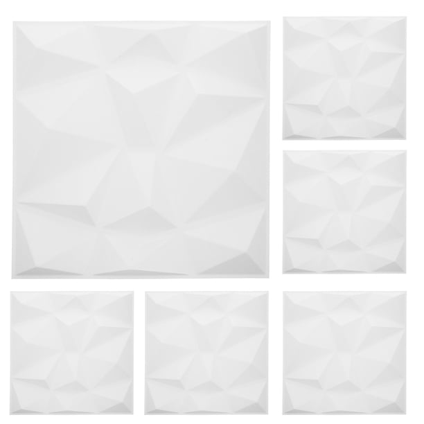 6 paneles de pared de PVC blanco texturizados 3D para sala de estar, decoración de pared autoadhesiva para el hogar, la oficina, el hotel y el dormitorio