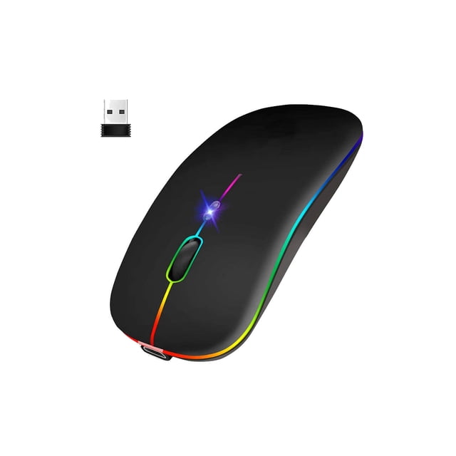 Mouse Inalámbrico USB MORGB-14 RGB Color Negro