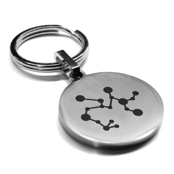 Stainless Steel Sagittarius (Centaur Archer) Astrology Constellation Round Medallion Keychain Circle Ring