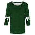 thumbnail image 5 of IROINNID Womens Casual Round Neck 3/4 Sleeve Loose Fit Tee Tops Blouse Comfortable Everyday Wear Home Daily Fashion Soft Relaxed Fit Soft Basic Tee(Green#1,M), 5 of 5