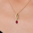 thumbnail image 3 of Gem Stone King 10K Yellow Gold Ruby Red Mystic Topaz and Lab Grown Diamond Pendant Necklace for Women | 0.53 Cttw | Gemstone November Birthstone | Oval 6X4MM | With 18 inch Chain, 3 of 6