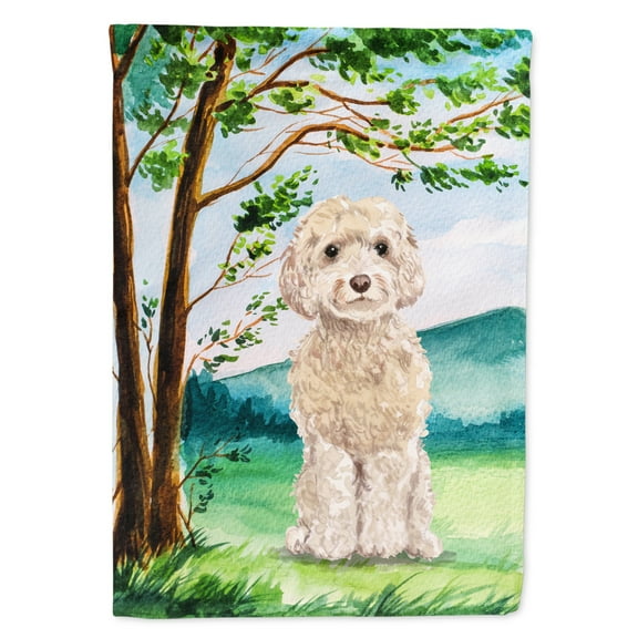 Carolines Treasures CK2019GF Under the Tree Goldendoodle Flag Garden Size  Small multicolor