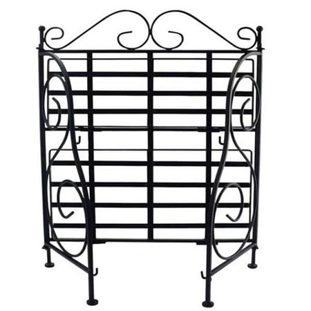 

2-Tier Black Foldable Shelf Rack Kitchen Bathroom Countertop