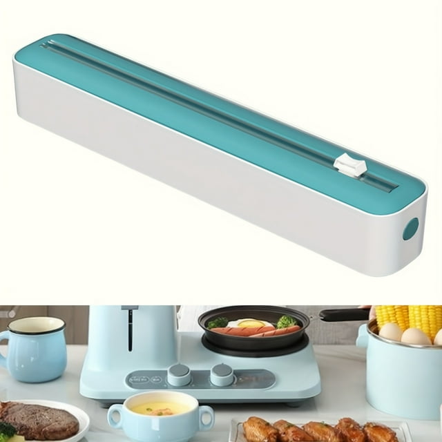 AMERTEER Dual Function Kitchen Storage Box & Cutter - Heavy-Duty Two-Way Cutter for Cling Film Aluminum Foil Baking/Parchment/Wax Paper - Built-in Cutting Blades Space-Saving Counterto