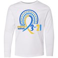 thumbnail image 3 of Inktastic 3-21 World Down Syndrome Day Blue and Yellow Rainbow Ribbon Long Sleeve Youth T-Shirt, 3 of 5
