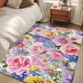 thumbnail image 4 of Purple Pink Floral Area Rugs 4'x6', Washable Small Throw Rugs for Office Bathroom, Spring Watercolor Country Flower Indoor Outdoor Rug Non-Slip Low Pile Carpet Runner Reversible Floor Mats, 4 of 8
