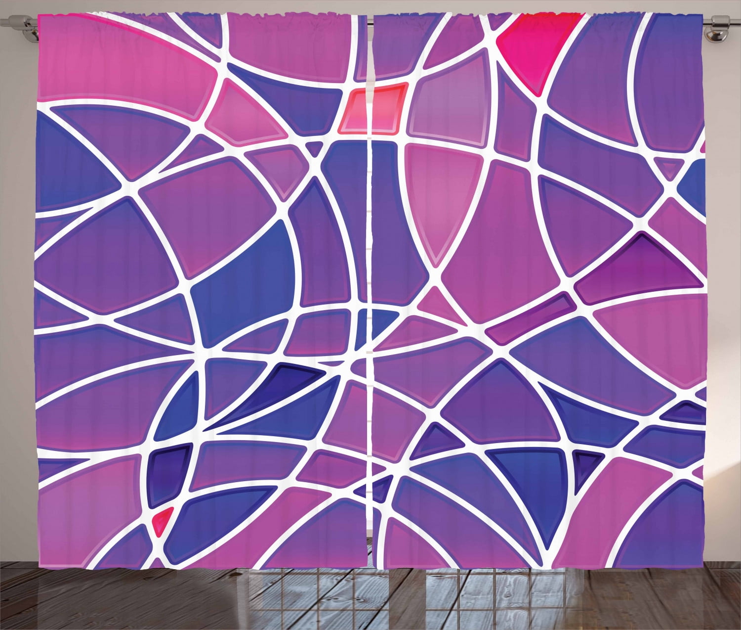 Abstract Curtains 2 Panels Set, Contemporary Graphic Art Print with