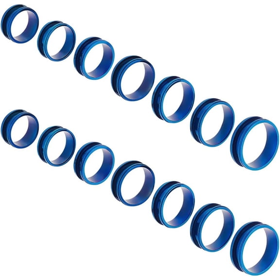 14pcs Blue Titanium Steel Grooved Finger Ring 7 Sizes Blank Core Ring Round Empty Blank Ring for Inlay Resin Ring Handmade Ring Jewelry Making Gift