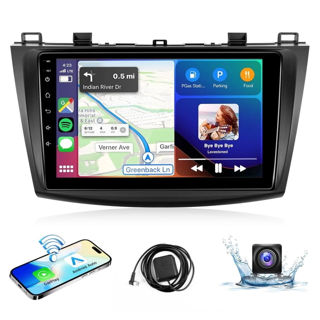 Ventilador estéreo de coche para Mazda 3 2009-2013 con CarPlay/Android