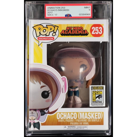My Hero Academia, PSA Graded 9 MINT, Ochaco (Masked) Collectible Vinyl Figure #253, Fully Encapsulated Bundle with Compatible Funko Pop! PSA Hard Protector Case