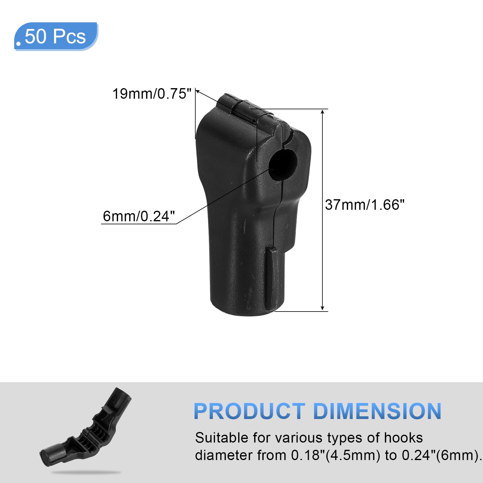 Uxcell 50pcs Peg Hook Locks Stop Locks, 6mm ABS Pegboard Display Hook Security Lock, Anti Sweep Theft Stop Locks for Retail Shop and Shopping Center Pegboard Display, Black