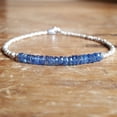 thumbnail image 2 of Blue Kyanite 3.5-4mm Rondelle Shape Faceted Cut Beads 7 inch Silver Plated Clasp Bracelet for men, women, unisex. Link Chain Stacking Bracelet.|LINK_01494, 2 of 4