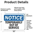 thumbnail image 2 of (2 Pack) Temporarily Out Of Service OSHA Notice Sign 10 Inch X 7 Inch Vinyl Label Decal Sticker Weather Resistant, UV Protected for Workplace, Business, and Construction Site, Made in, 2 of 7