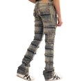 thumbnail image 4 of NOVASTILE Men's Stacked Flare Jeans, Vintage Tinted Frayed Patchwork Denim, 4 of 5