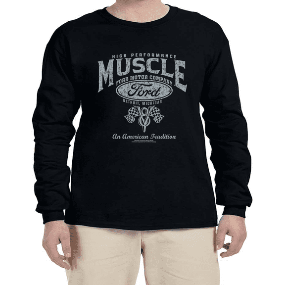 Ford Muscle Car Guy Car Show Mustang Ford T-shirt Mens Graphic Tees Long Sleeve Tee Shirt
